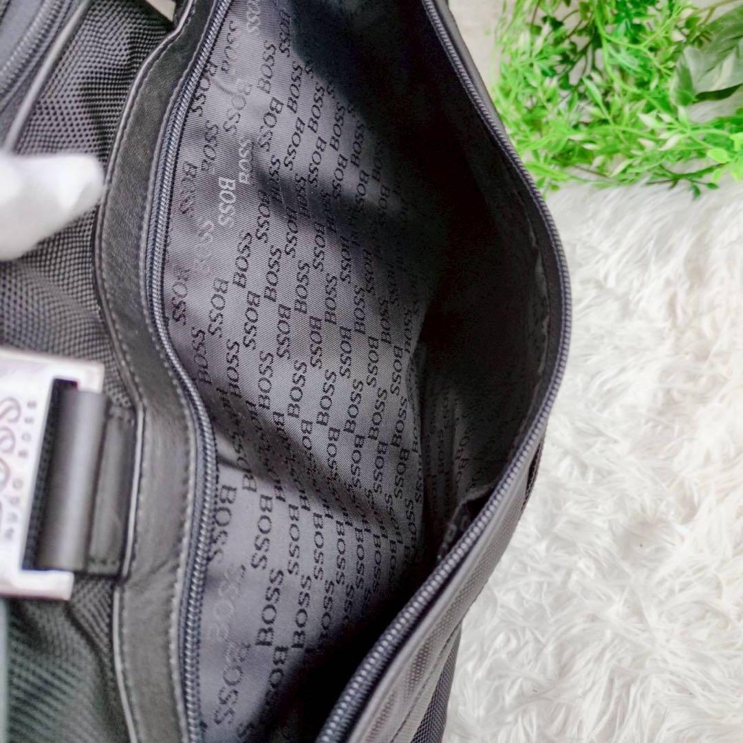 ◾︎美品◾︎ ヒューゴボス ビジネスバッグ 2way 2層 ロゴ ナイロン レザー
