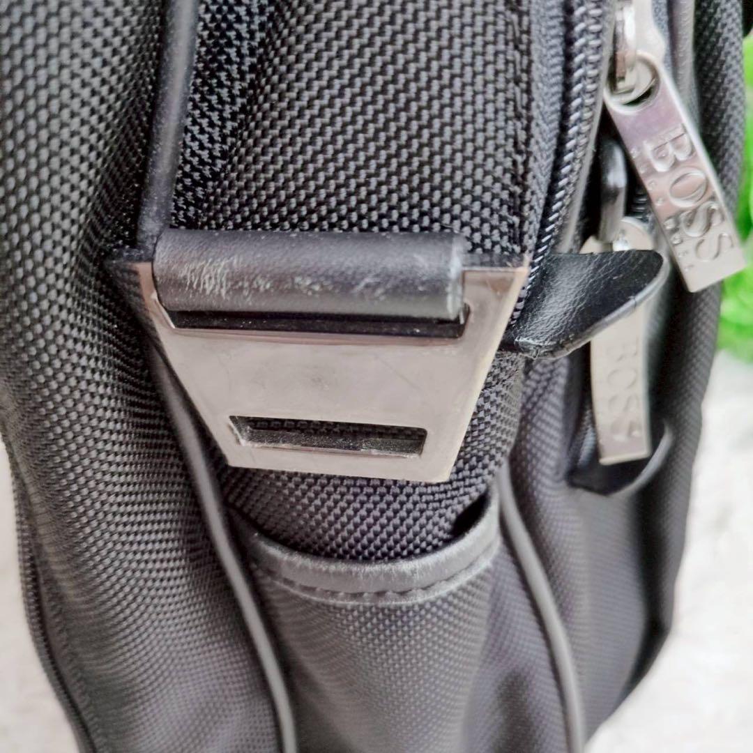 ◾︎美品◾︎ ヒューゴボス ビジネスバッグ 2way 2層 ロゴ ナイロン レザー
