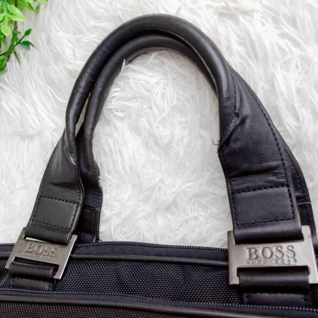 ◾︎美品◾︎ ヒューゴボス ビジネスバッグ 2way 2層 ロゴ ナイロン レザー