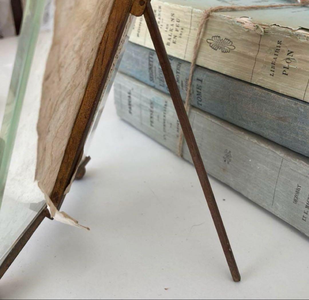 アンティーク雑貨 Old French glass ribbon frame.