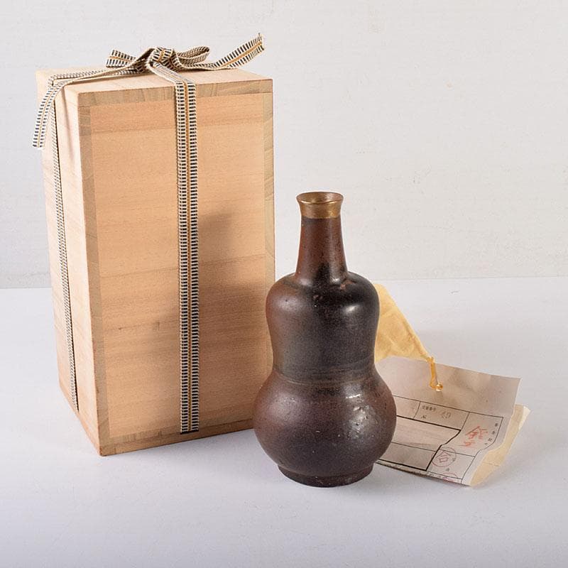 瀬戸焼　古瀬戸　藤四郎　瓢箪形　徳利　時代箱　審査結果書あり　V　R7782
