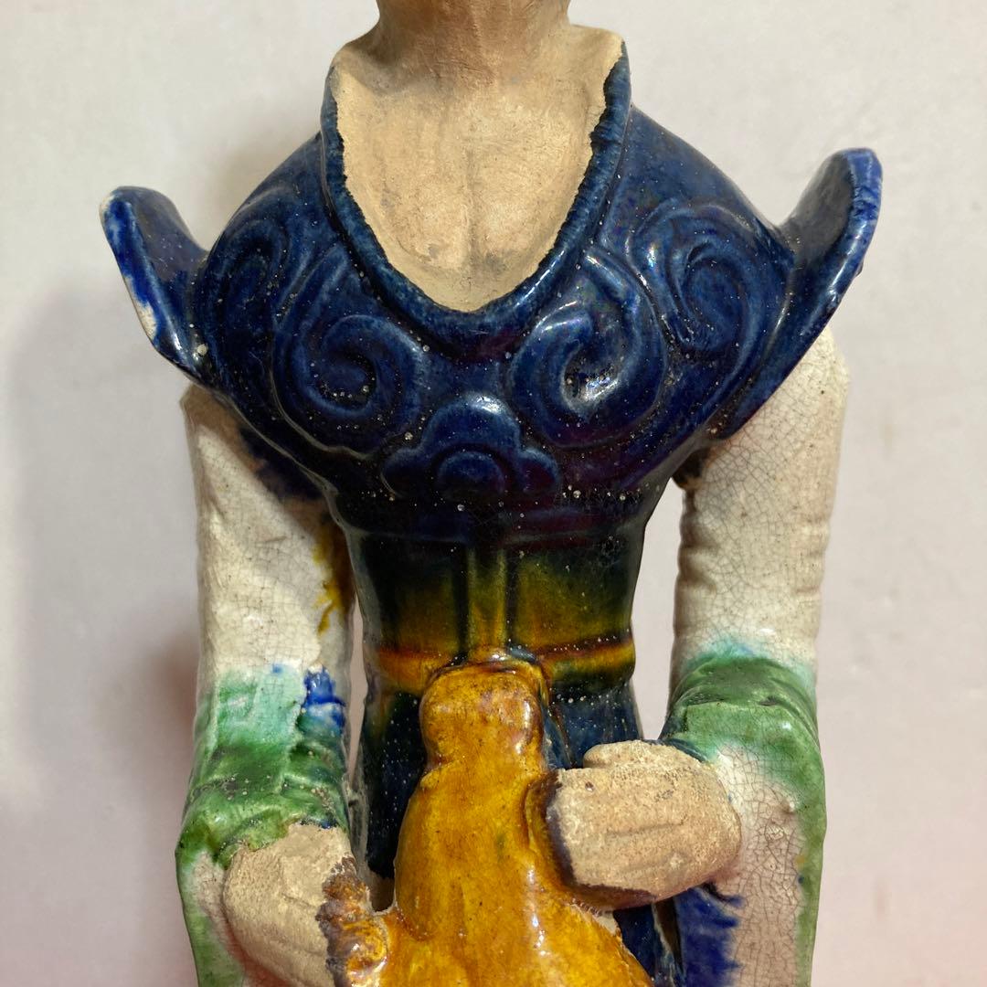 レトロ　アンティーク　　　　　　　　　　　　　古玩中国唐三彩女性俑　（年代不明）