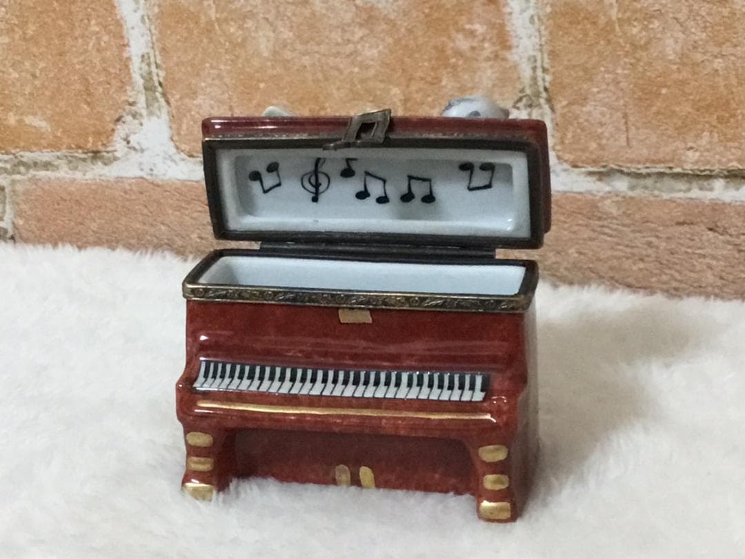 ヴィンテージ　限定　レア　リモージュボックス　ピアノ　猫　本　LIMOGES