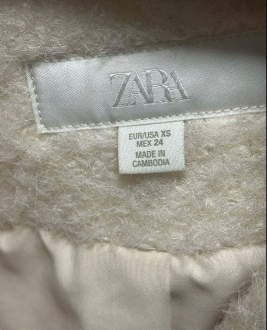 ZARA ブレークダブルブレスト ミディ丈 コートXS ホワイト