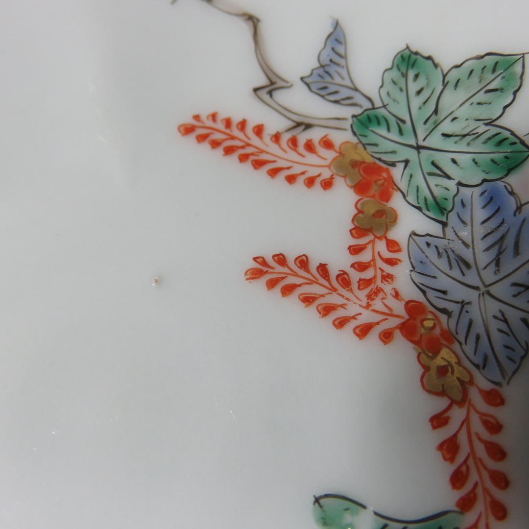 錦桐鳳凰五寸皿 鳳凰皿 輪花型 変形皿 色絵付 古伊万里 明治 共箱 21枚