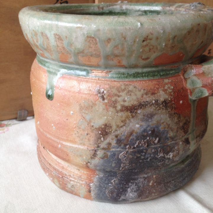 25日迄 ¥78,000からお値下げ中　伊賀　耳付水差　宗慶書付　清水日呂志造