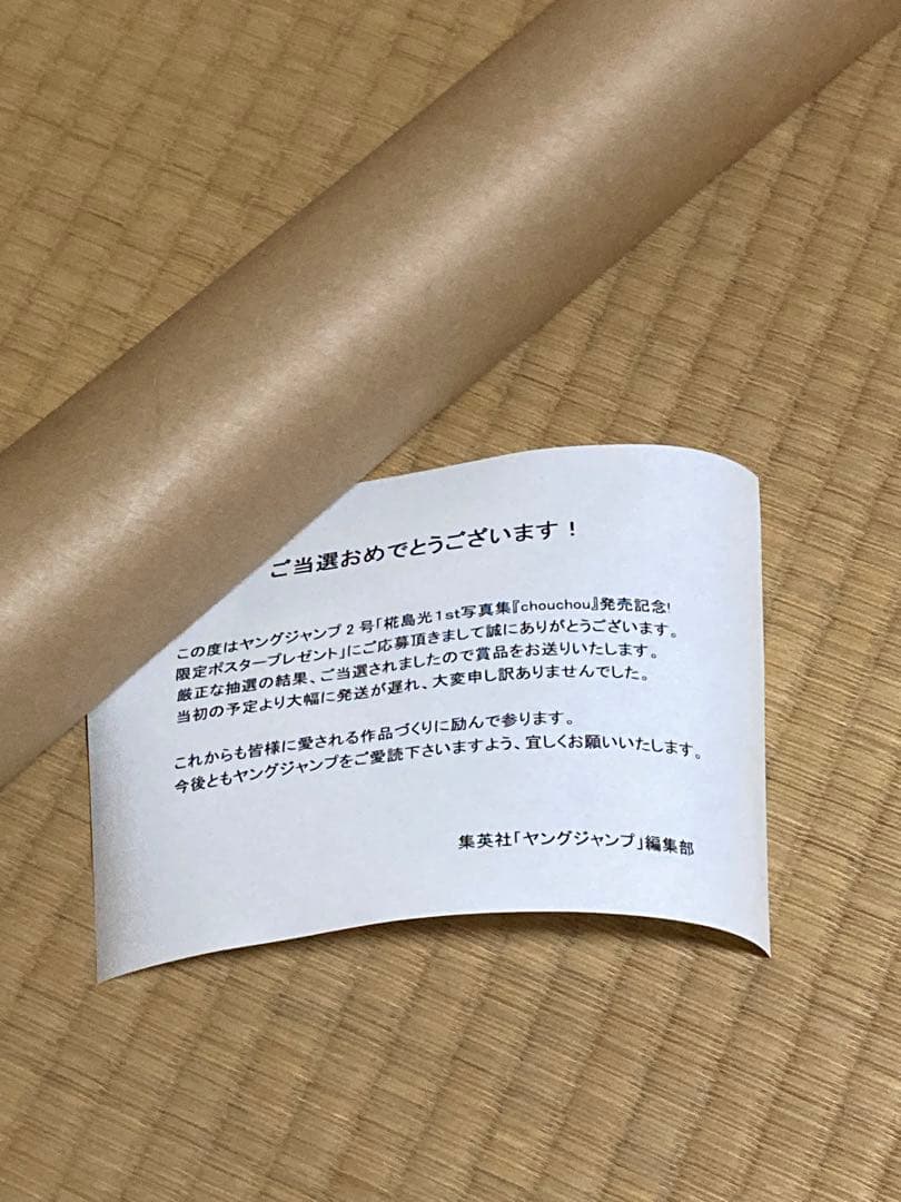 未使用品　椛島光 B2ポスター　週刊ヤングジャンプ 2025年NO.2号　当選品