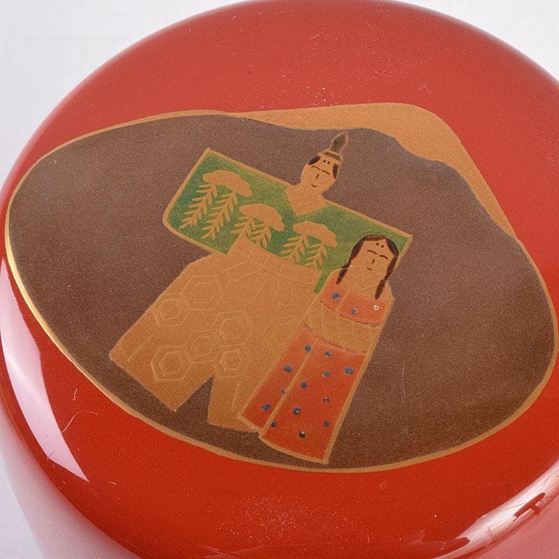 茶道具　竹内幸斎作　朱塗　貝雛蒔絵　中棗　共箱　V　8384