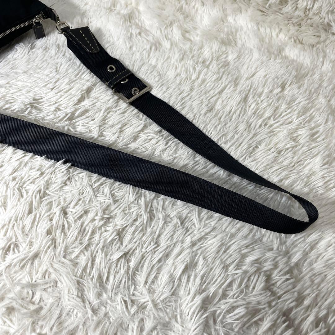 【美品】PRADA プラダ　ショルダーバッグ　ナイロン　レザー　ブラック　黒