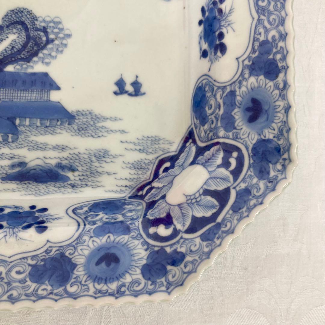 希少 伊万里 染付角皿 太明成化年製 大皿 骨董品 時代物