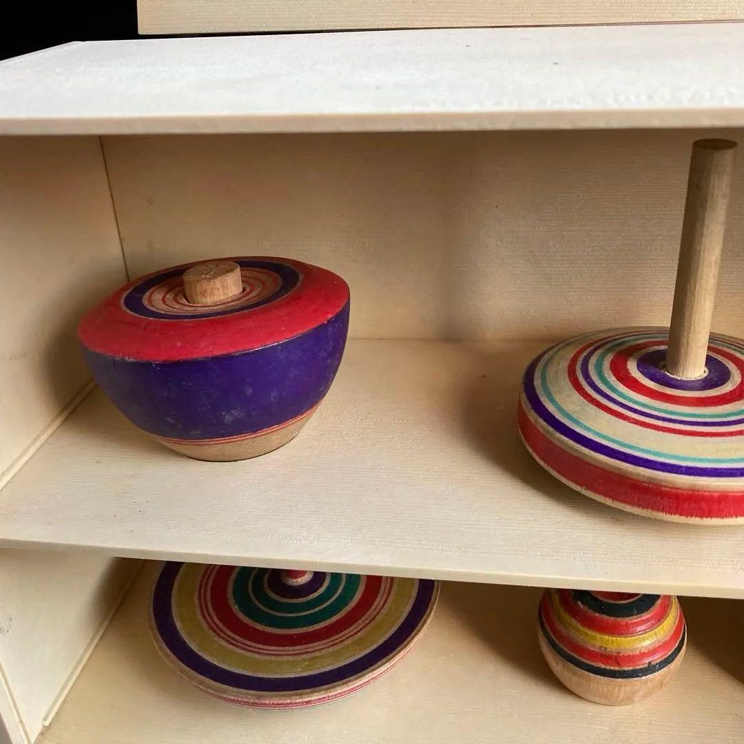 懐かしいサンヨーTV非売品！木製こまセット 収納箱付き