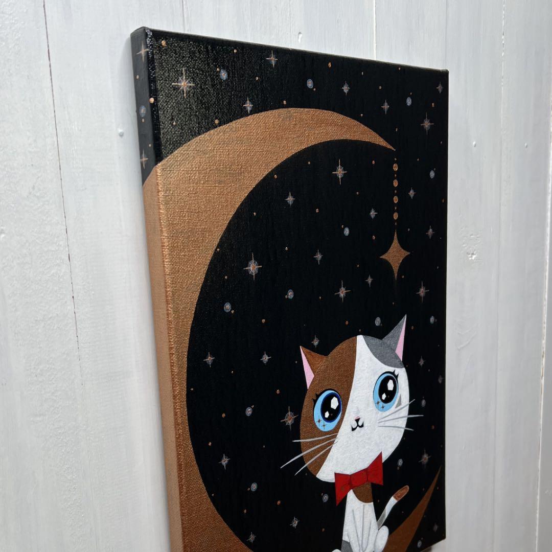 「月夜のおとぎ話」｜絵画 原画 抽象画 動物画 猫の絵 イラスト ドローイング
