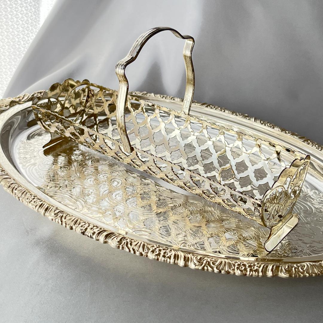 【QUEEN ANNE】 ビスケット / マカロンスタンド【シルバープレート】