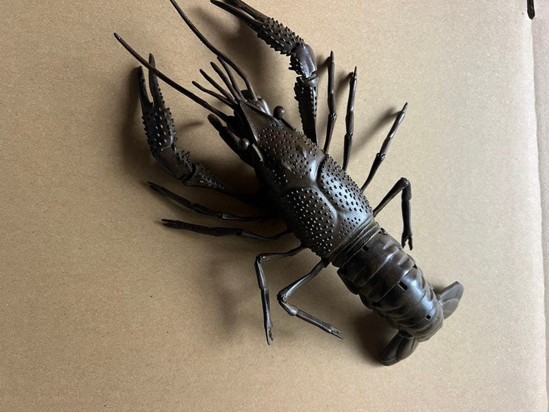 古銅 自在ロブスター 龍蝦 置物 長約27CM