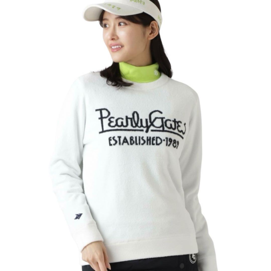 【良品】PEARLYGATES 裏付きクルーネックニットプルオーバー 防風防寒