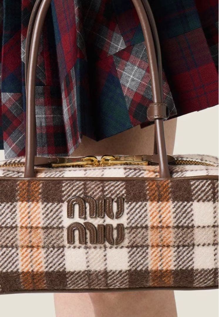 miu miu チェック柄 ハンドバッグ　ボー　ウォニョン