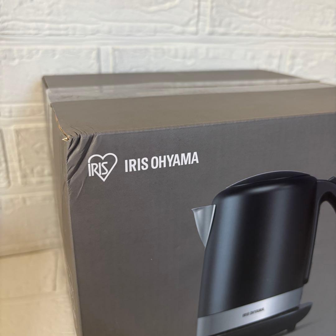 アイリスオーヤマ 電気ケトル ステンレスタイプ 1000ml 温度調節 ブラック