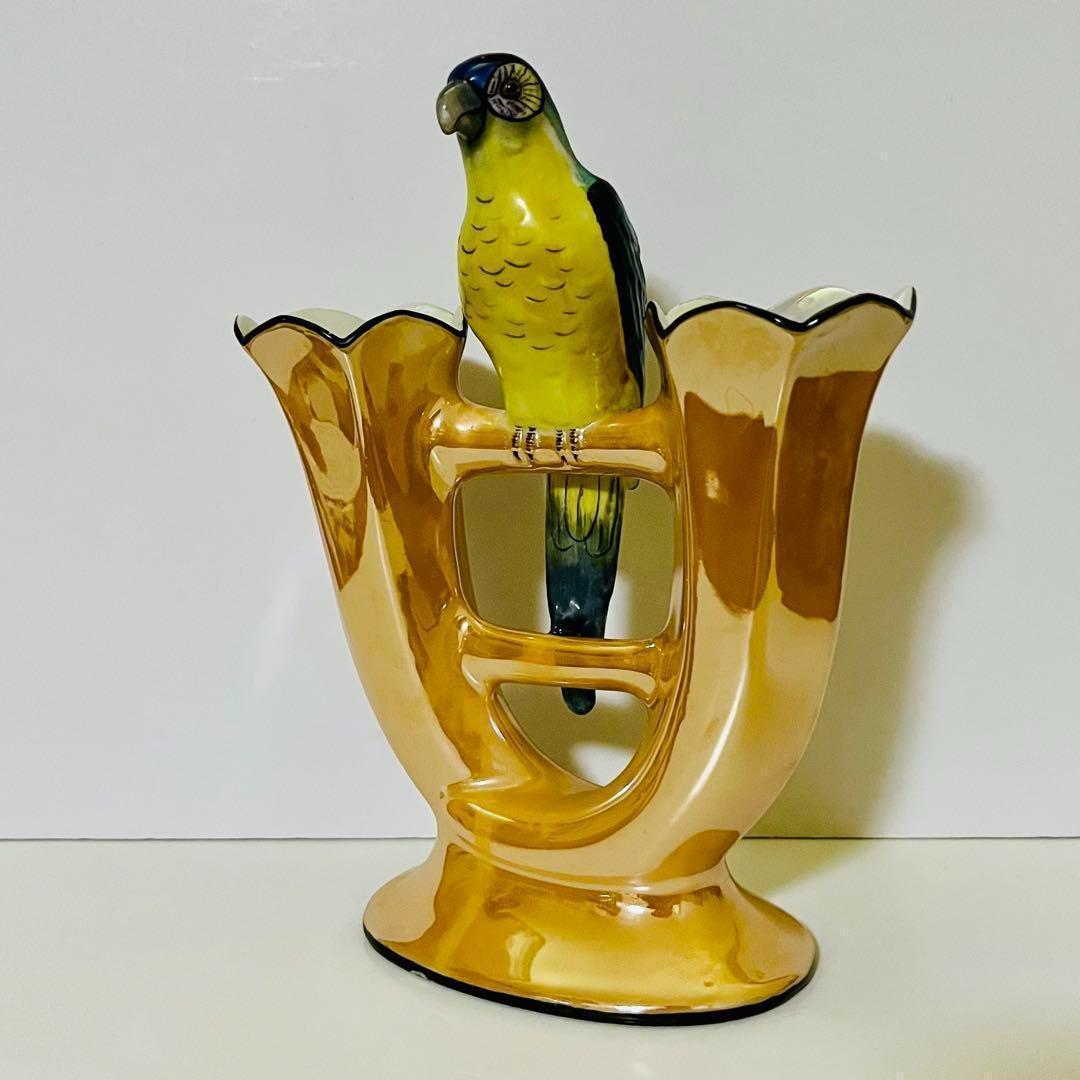 【オールドノリタケ/鳥/二輪挿し/花瓶】アールデコ/ラスター彩/フラワーベース