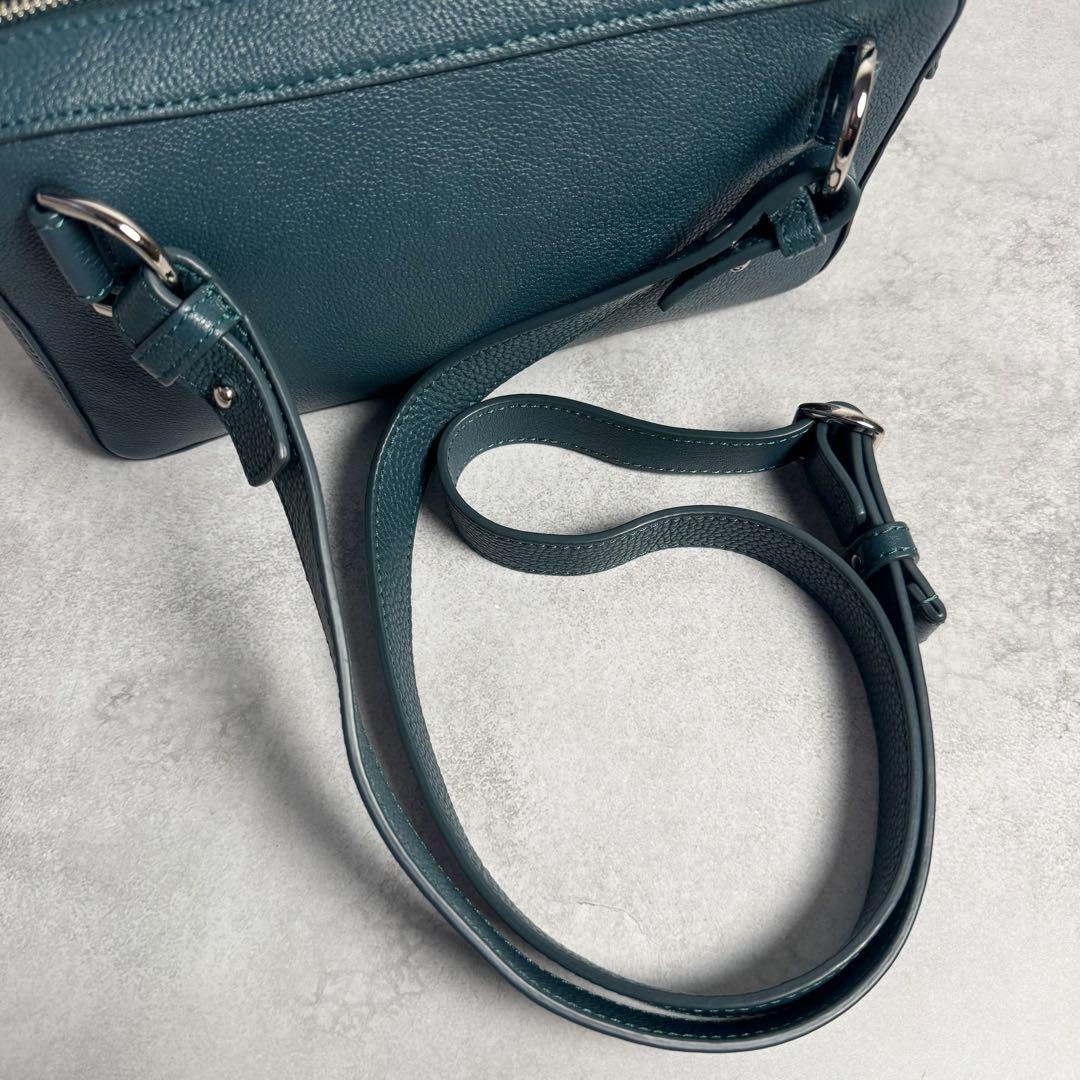 ✨極美品✨マザーハウス リニア ショルダーバッグ ロゴ レザー レディース 深緑