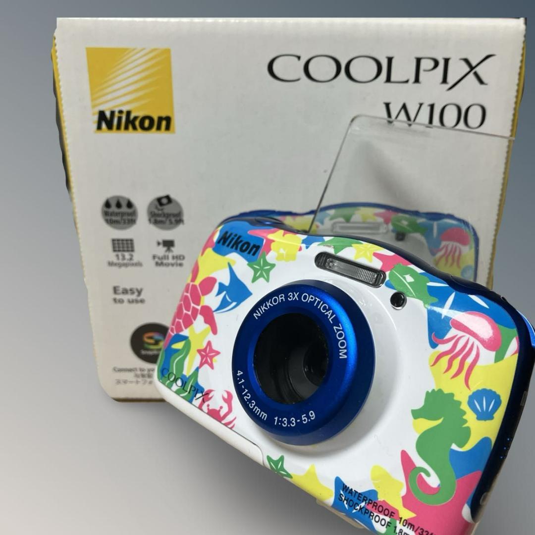 【極美品】Nikon COOLPIX W100 マリン 防水 デジカメ カメラ