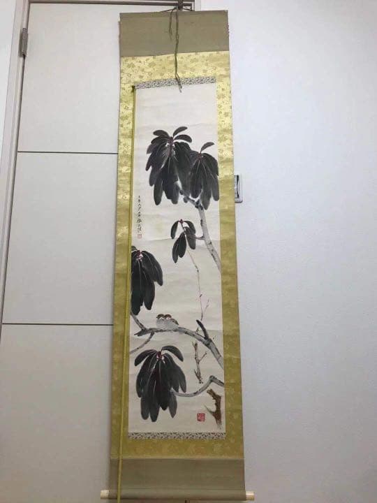 中国掛軸　肉筆保証　　木箱付　時代品