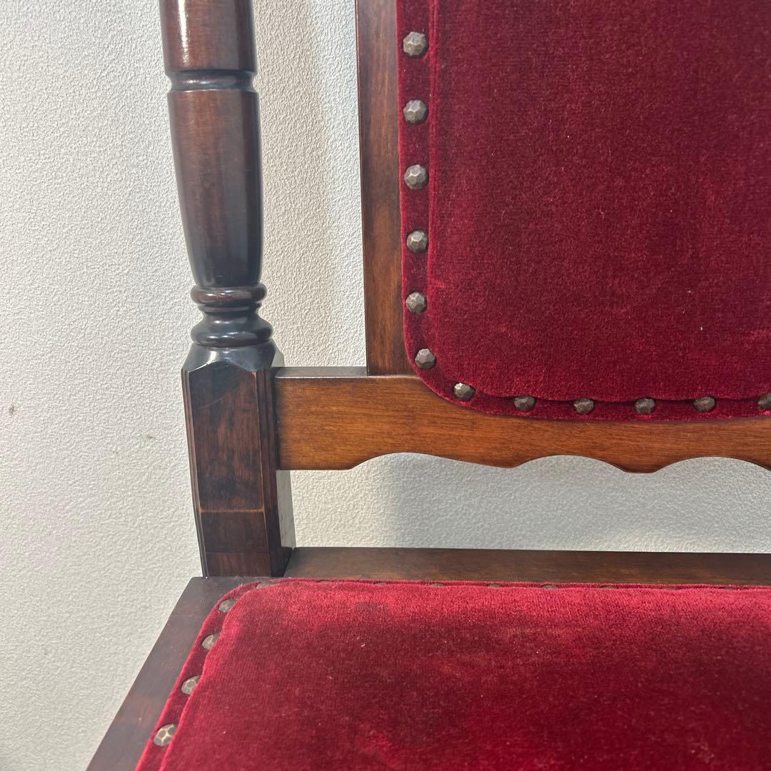 ☆昭和レトロ　当時物　高級感のある椅子　赤　布張り　木製☆