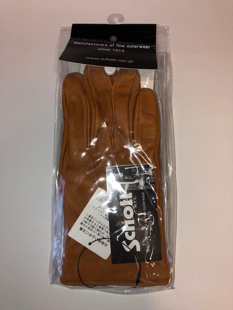 【未使用】Schott レザー グローブ 手袋 Mサイズ キャメル 新品