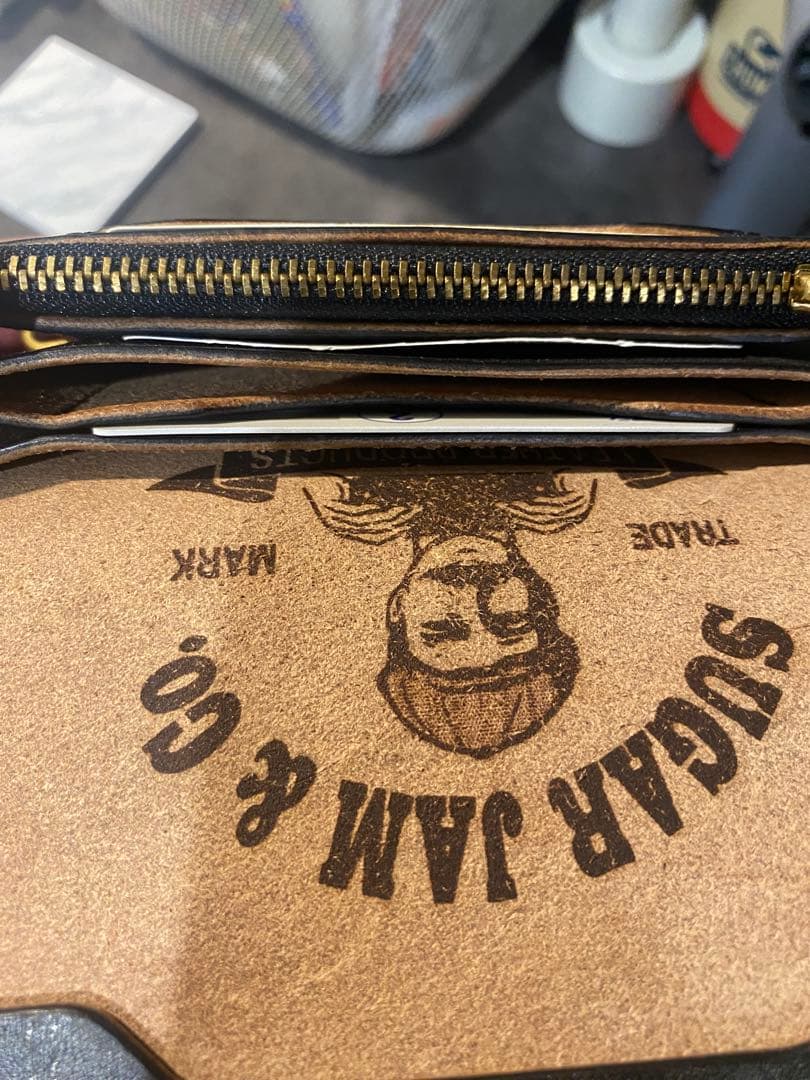 SUGAR JAM & CO. 黒い財布　栃木レザー　2回使用　チェーン付　美品