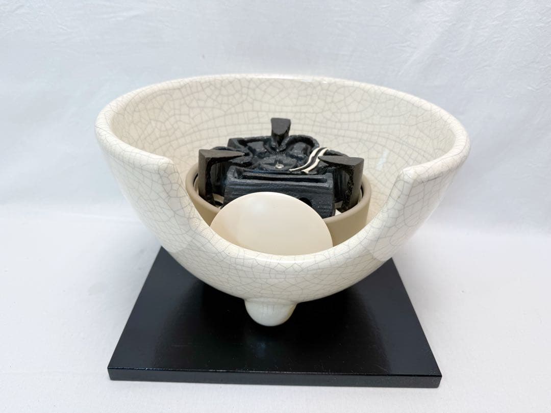 ほぼ未使用 茶道具 風炉型 電熱器 白さつま枇杷色紅鉢 野々田式 まえがわらけ箱