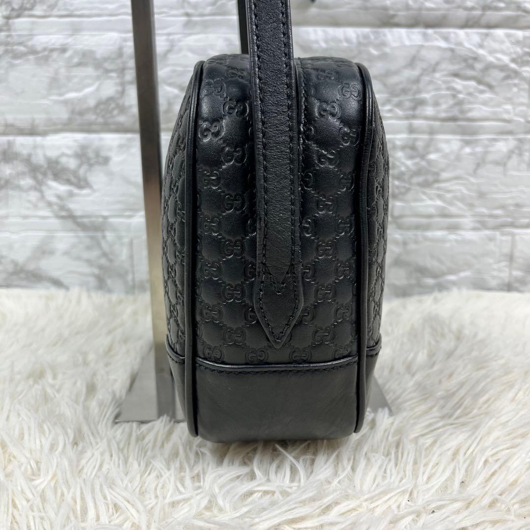 【美品】 GUCCI ショルダーバッグ GG柄 マイクロシマ レザー ブラック