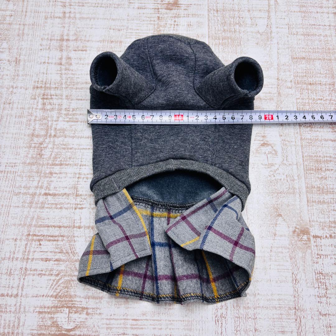 【オーダーページ】　犬服　ボンバーヒートのツーピース　グレーチェック　袖付