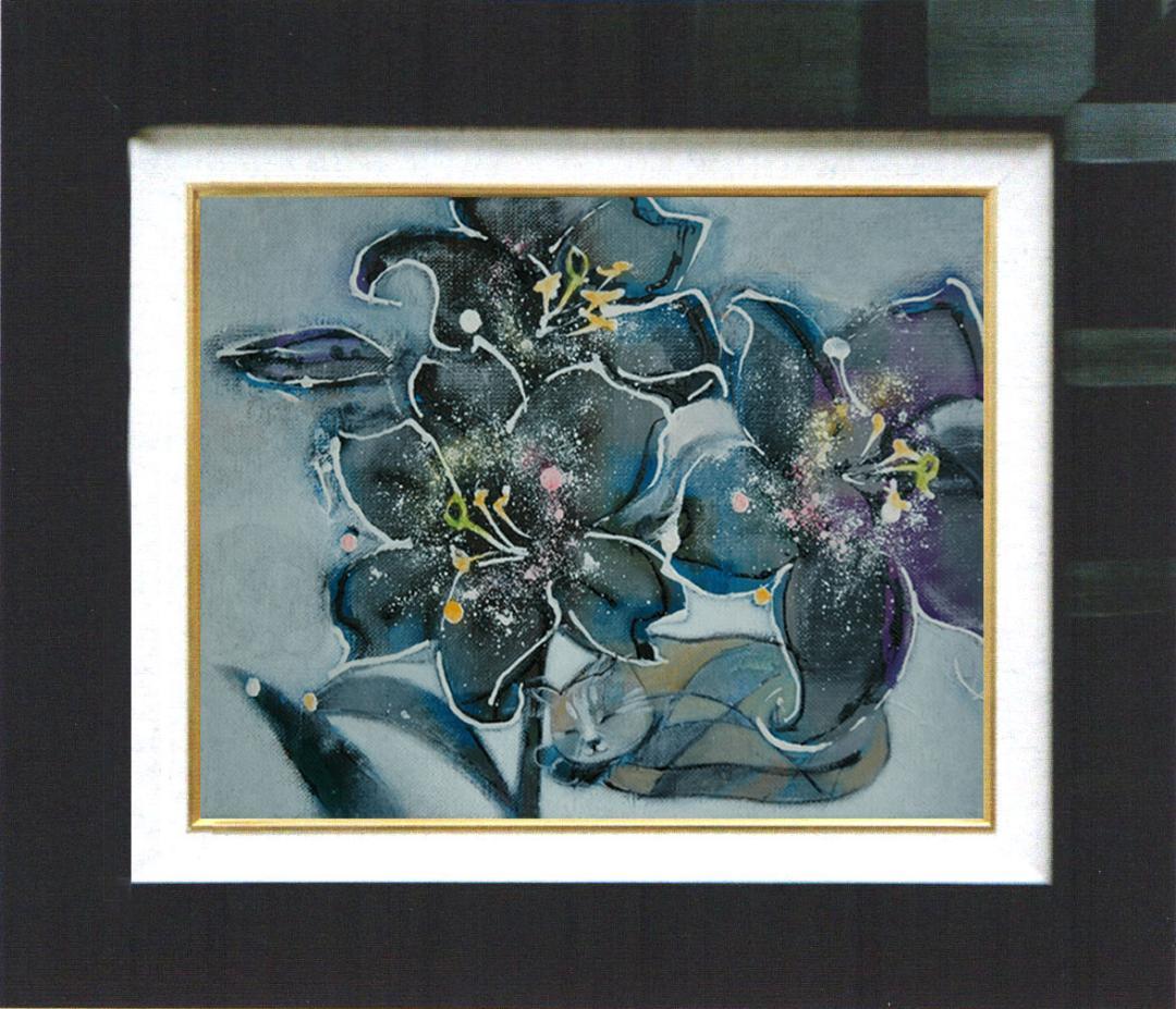 油絵 菅家令子 絵 絵画 インテリア F4-050620 可愛い子猫のお昼寝