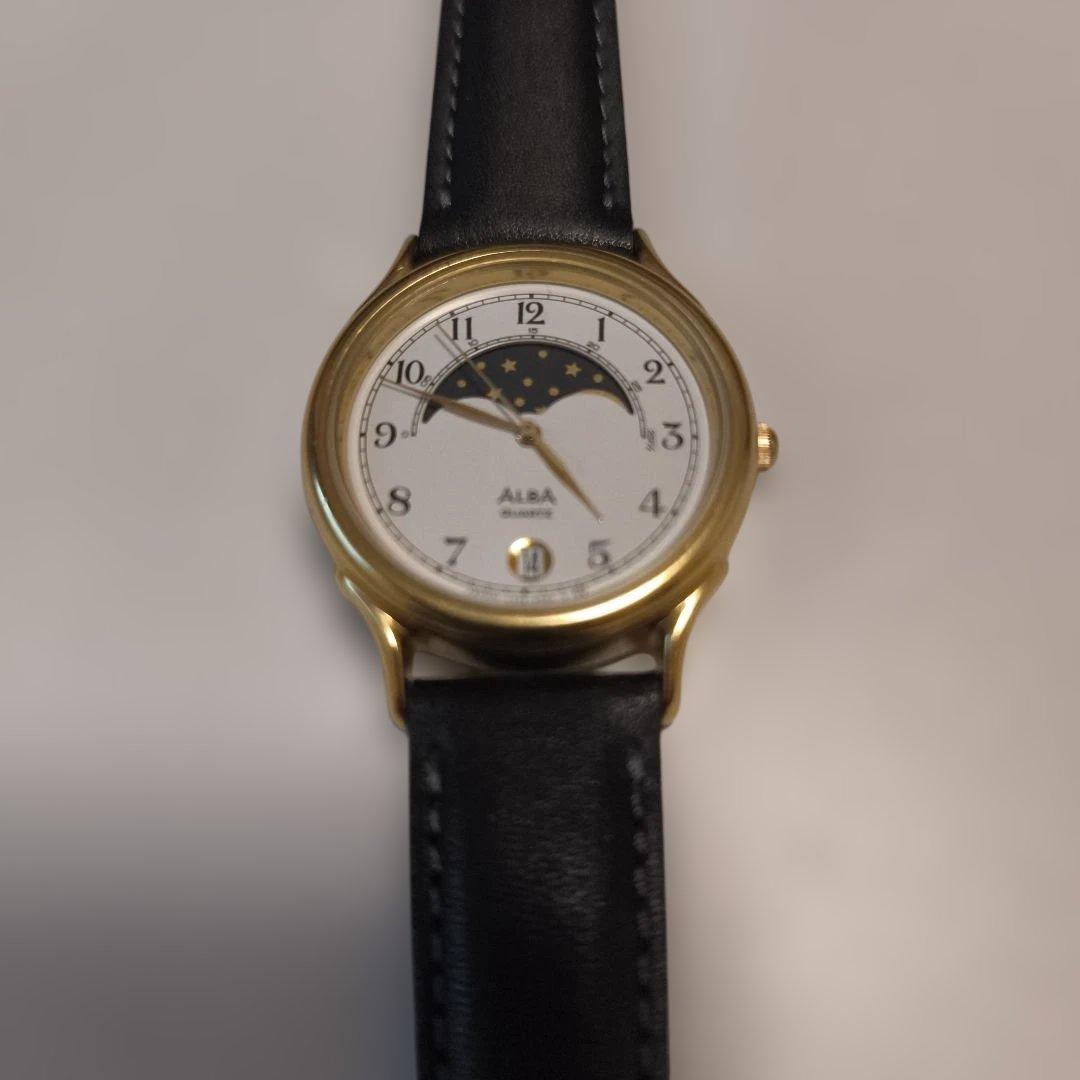 希少！セイコー　ALBA ムーンフェイズ　ベルト&電池交換済み！美品！