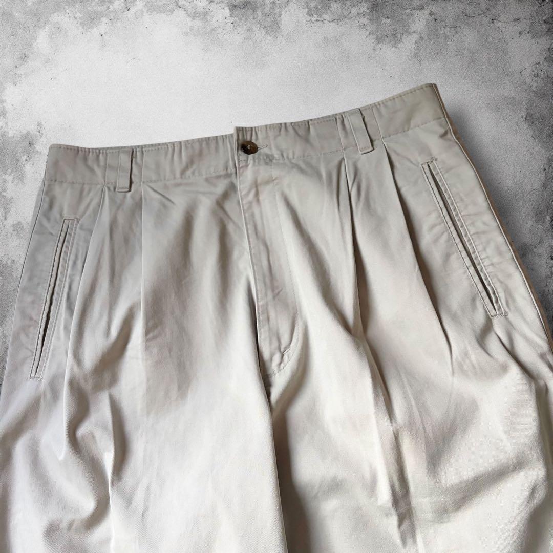 90s USA製 DOCKERS ツータックワイドチノ ヴィンテージ 白チノパン
