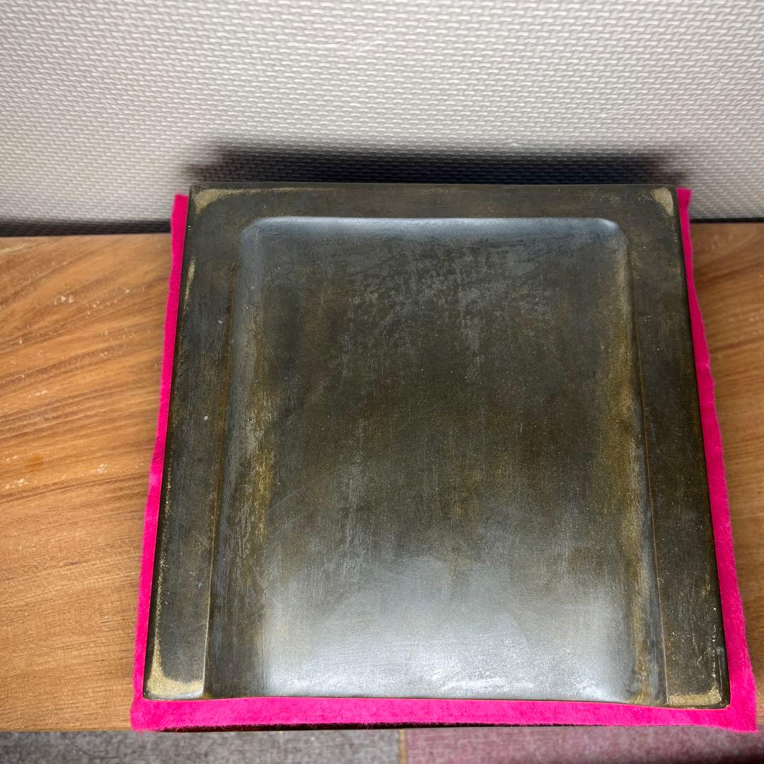 ⭕️澄泥硯　⭕️正方硯　中国　縁起の金運シンボル　ヒキガエル　色合い綺麗