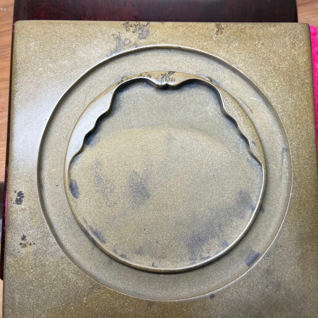 ⭕️澄泥硯　⭕️正方硯　中国　縁起の金運シンボル　ヒキガエル　色合い綺麗