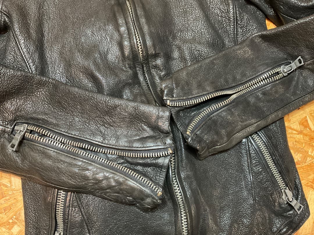 バッファローボブズ ラムレザー シングルライダースジャケット シワ加工 Y2K