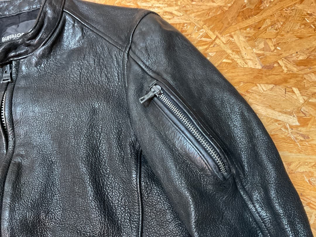 バッファローボブズ ラムレザー シングルライダースジャケット シワ加工 Y2K