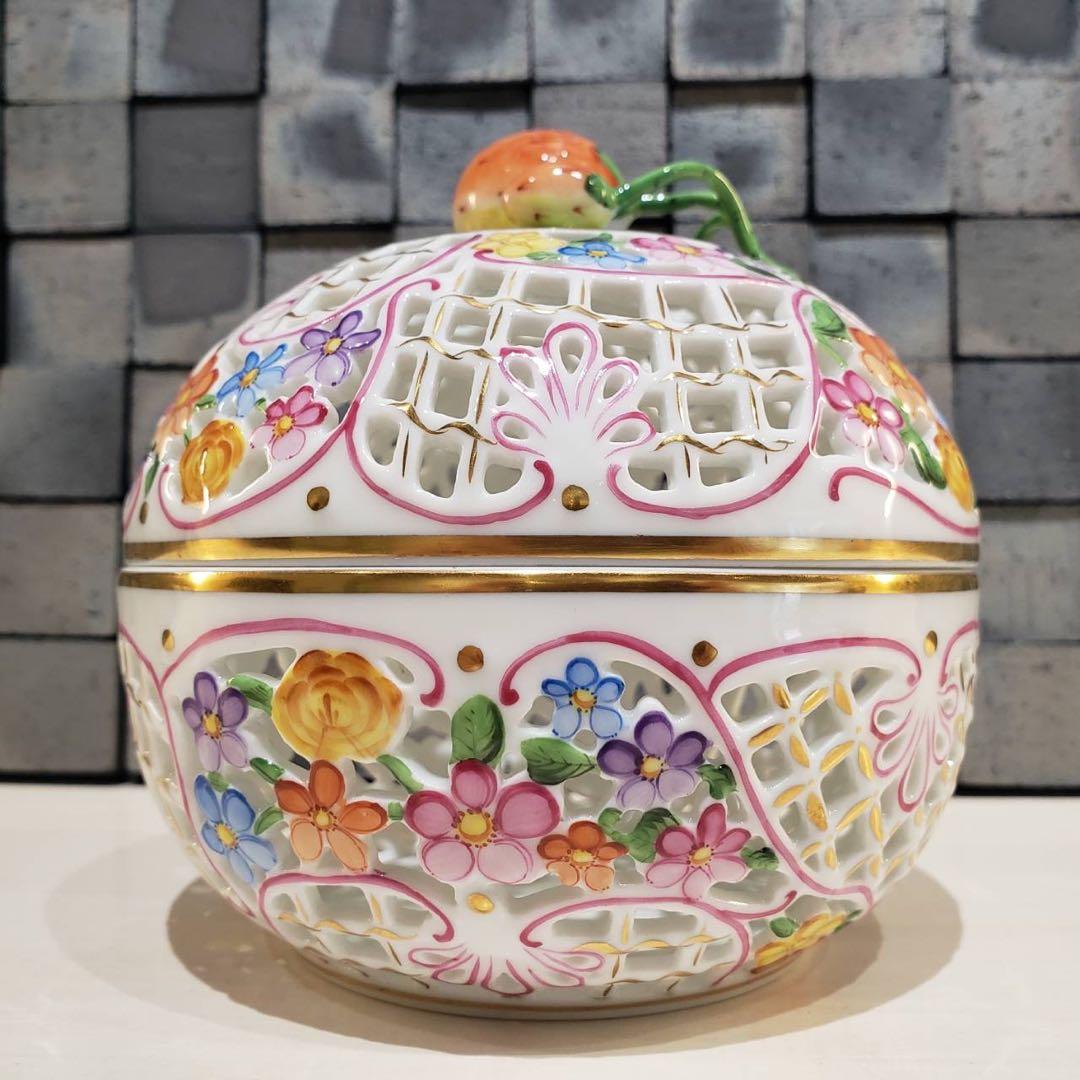 【値下げ】ヘレンド 花柄 ボンボニエール 小物入れ 菓子入れ HEREND