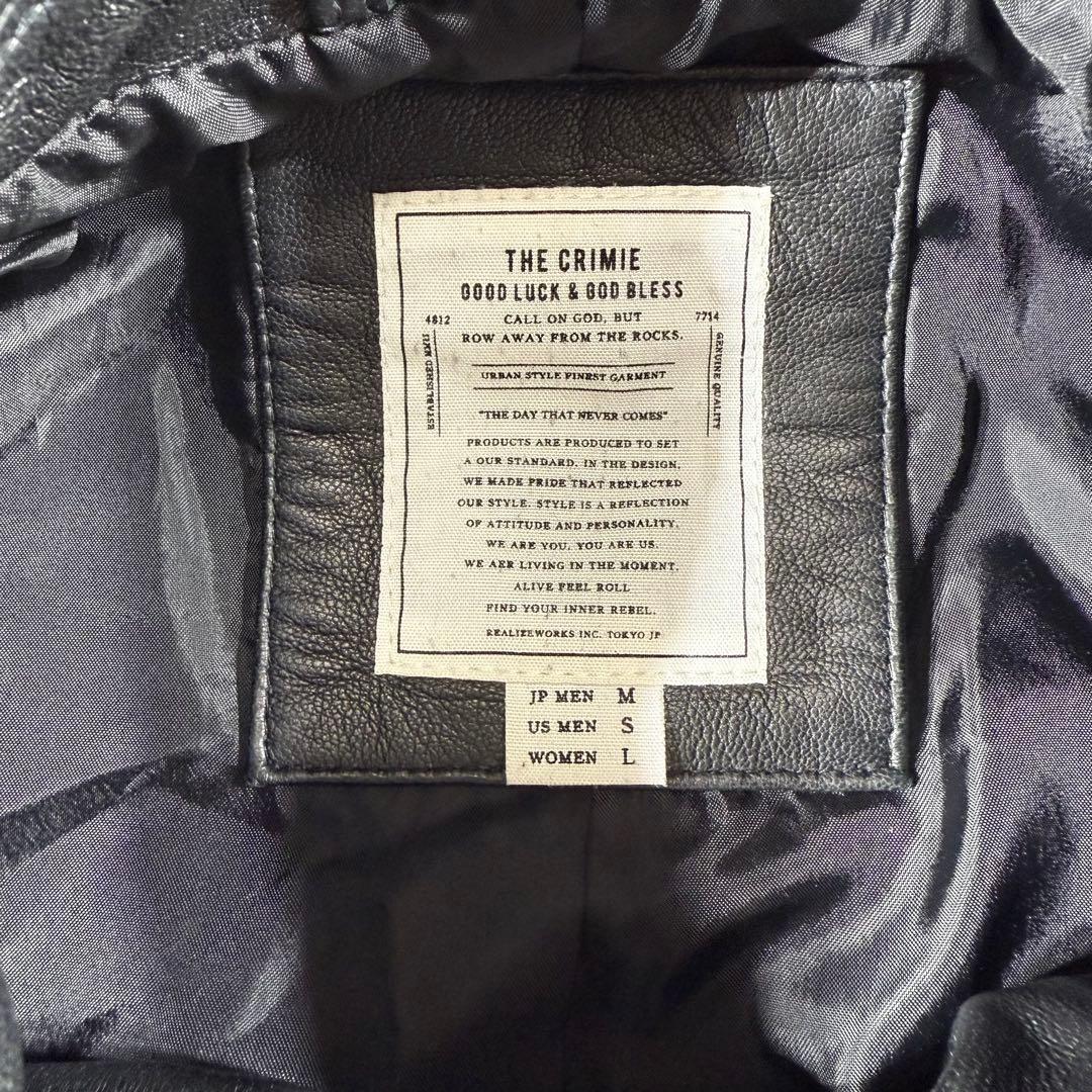 CRIMIE シングル ライダースジャケット レザージャケット 羊革 M