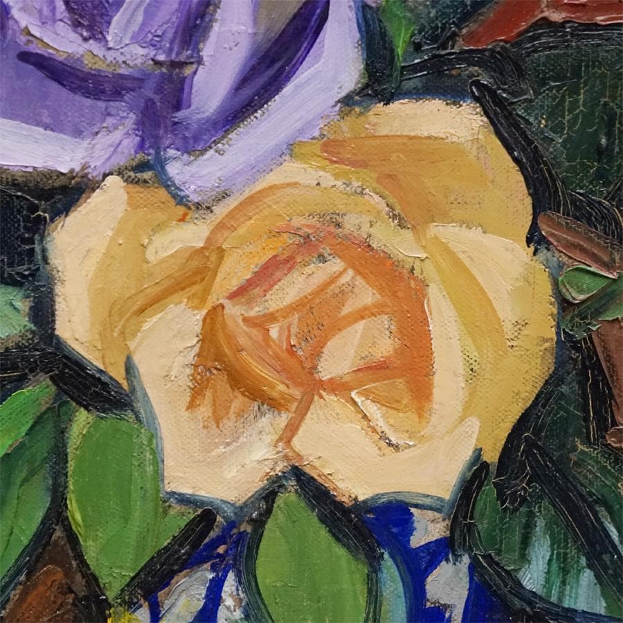 元川嘉津美 バラ 薔薇 油彩油絵 額装 絵画 美術 肉筆 一水会 神戸文化賞