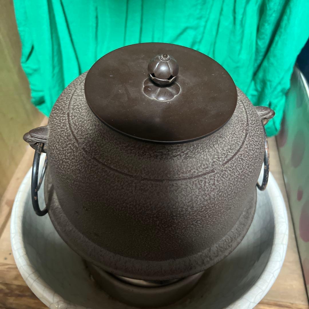 鋳鉄製茶釜 電気式加熱装置付き