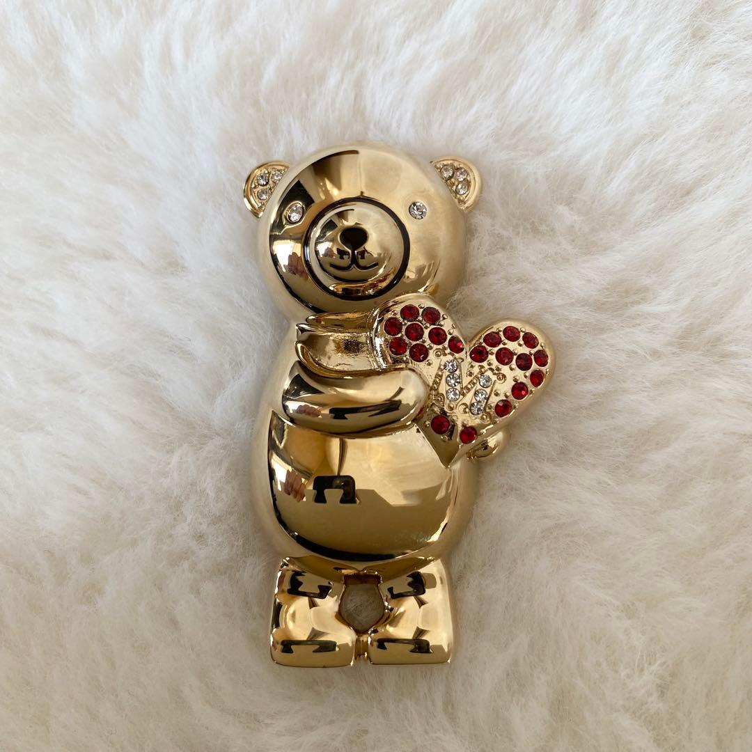 【美品】Max Mara メタル　アニマルブローチ　テディベア　ゴールド　ハート