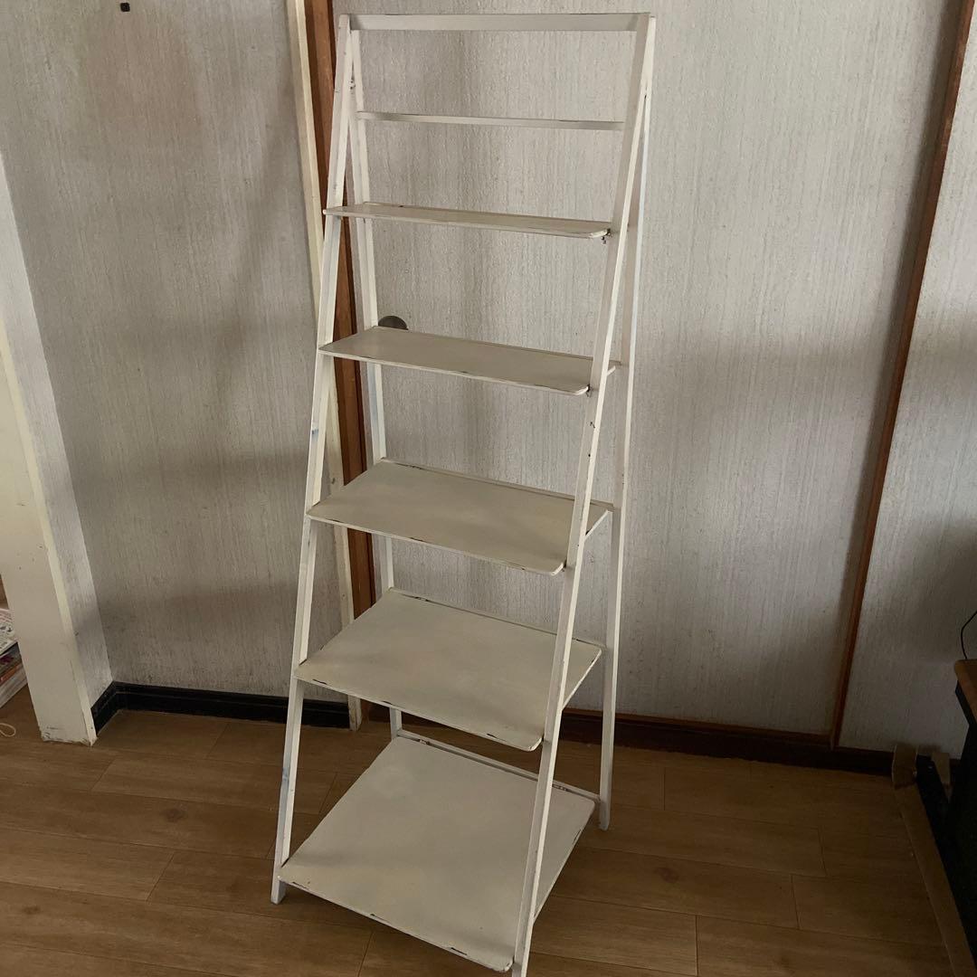 折りたたみ　アイアンラック　シェルフ　アイボリー