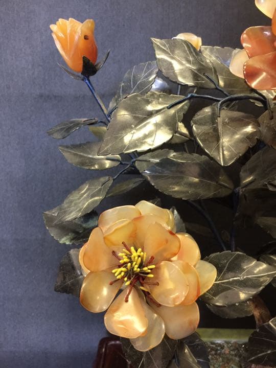 玉石盆栽置物 白玉 墨玉 瑪瑙 綠玉