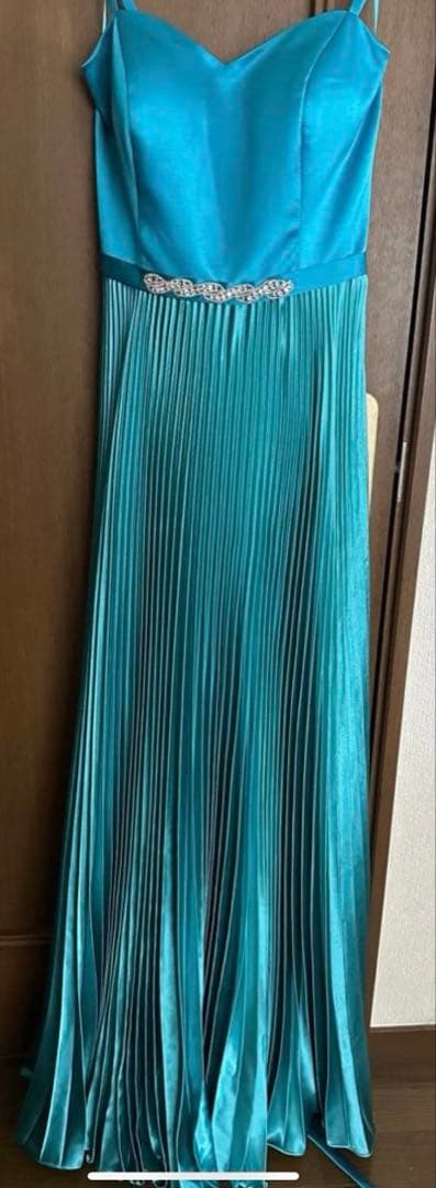 ターコイズ ストラップレス Aラインドレス ドレスルームアミ