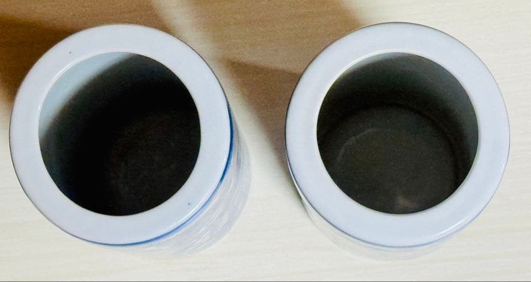 昭和レトロ 有田焼 染付け 花柄 フラワー 花瓶 花器 華道 フラワーベース2点