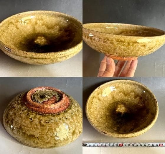 鉢■古瀬戸自然釉浅鉢 緑釉薬 菓子鉢 土物皿 料理鉢 古美術 時代物 骨董品■