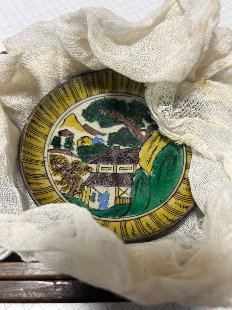 九谷焼　再興九谷　小皿　時代箱