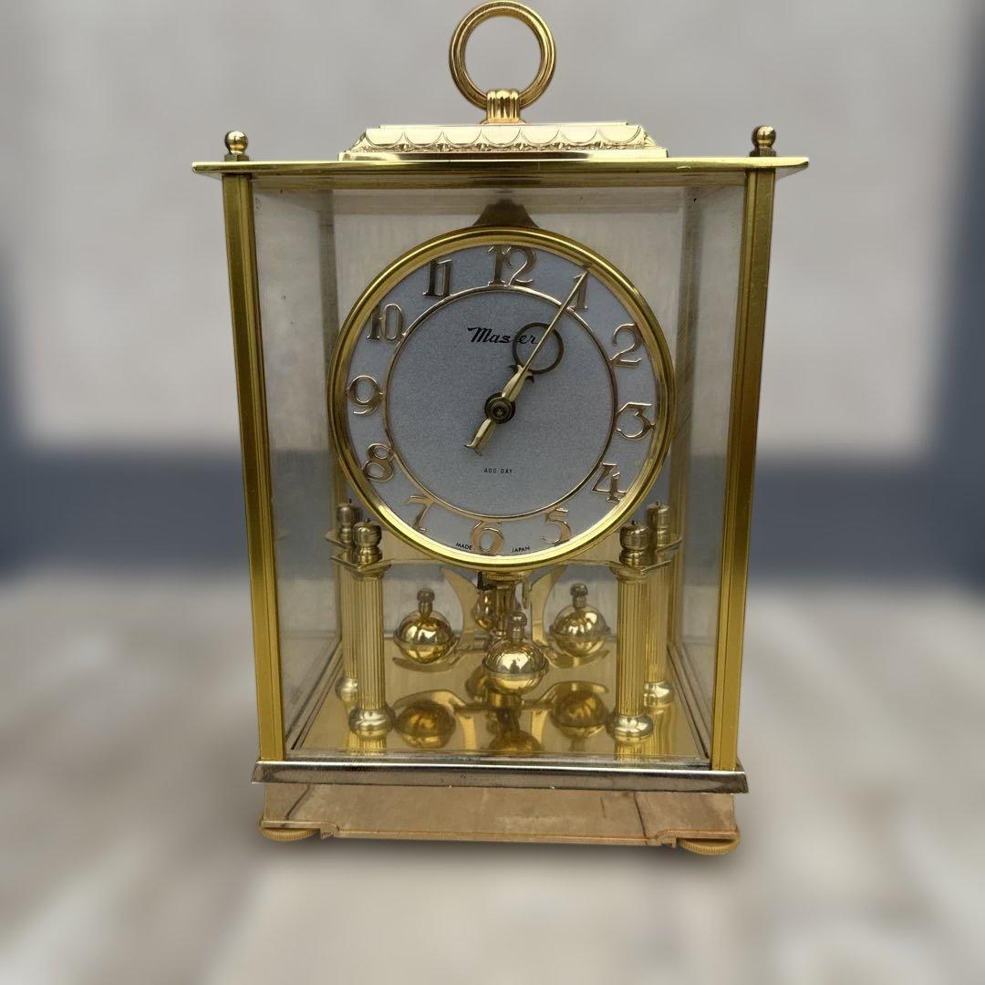 Master 400-Day 置時計 ガラス製 金色　ゼンマイ巻き式　レトロ
